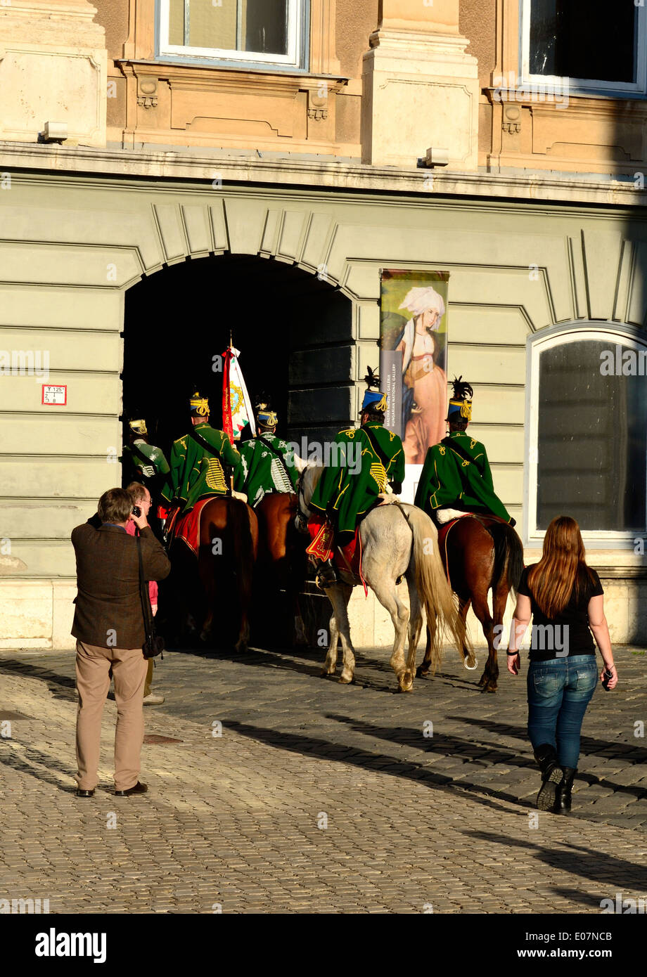 Ungheria Budapest Castle Hill Royal Palace ussaro parade musicisti Foto Stock