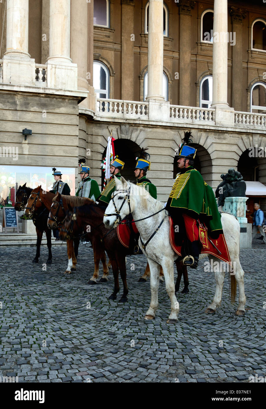 Ungheria Budapest Castle Hill Royal Palace ussaro parade musicisti Foto Stock