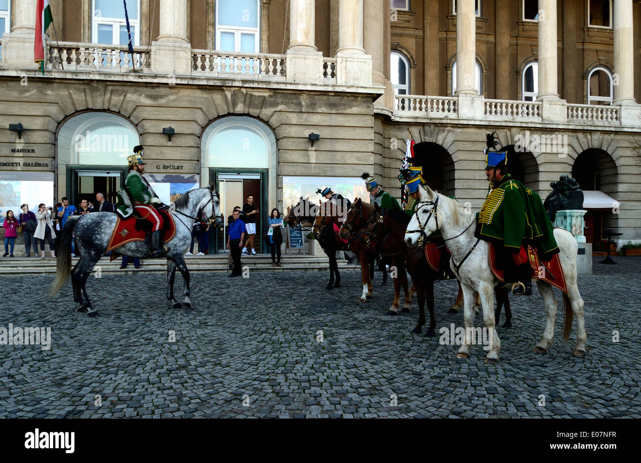 Ungheria Budapest Castle Hill Royal Palace ussaro parade musicisti Foto Stock