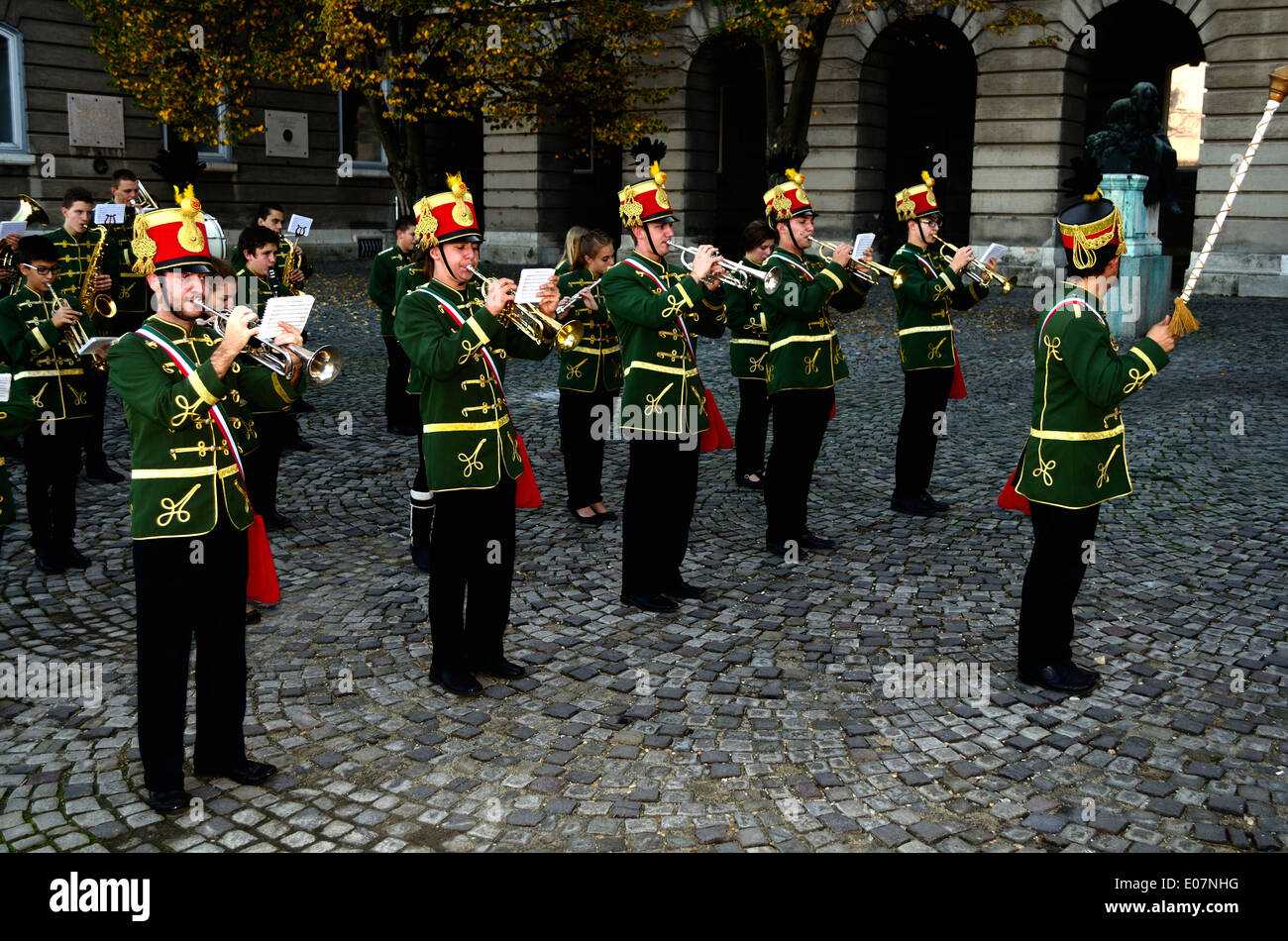 Ungheria Budapest Castle Hill Royal Palace ussaro parade musicisti Foto Stock