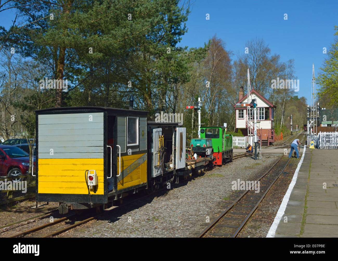 Treno di manutenzione. La South Tynedale Railway, Alston, Cumbria, England, Regno Unito, Europa. Foto Stock