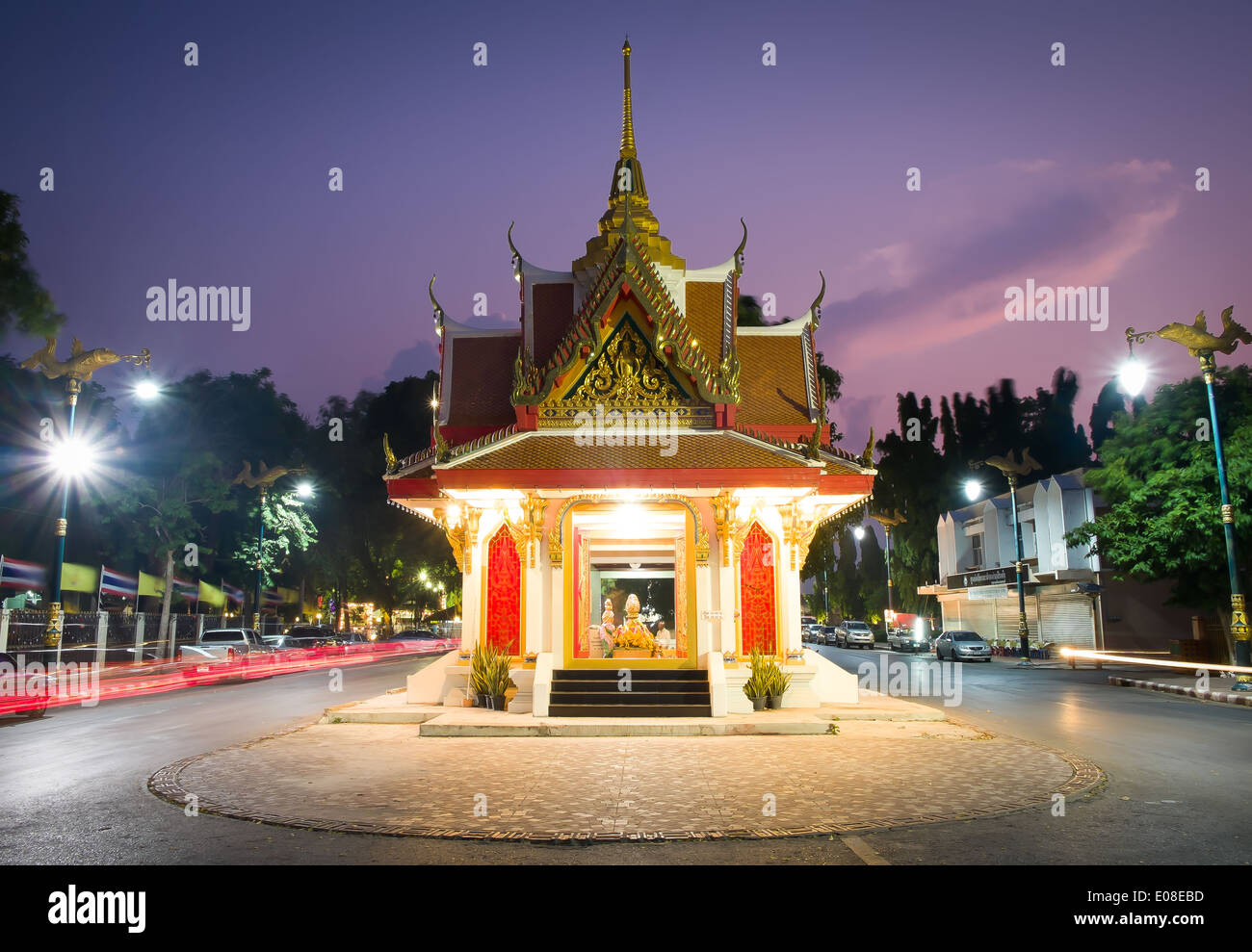 Tempio buddista Shot di notte Foto Stock