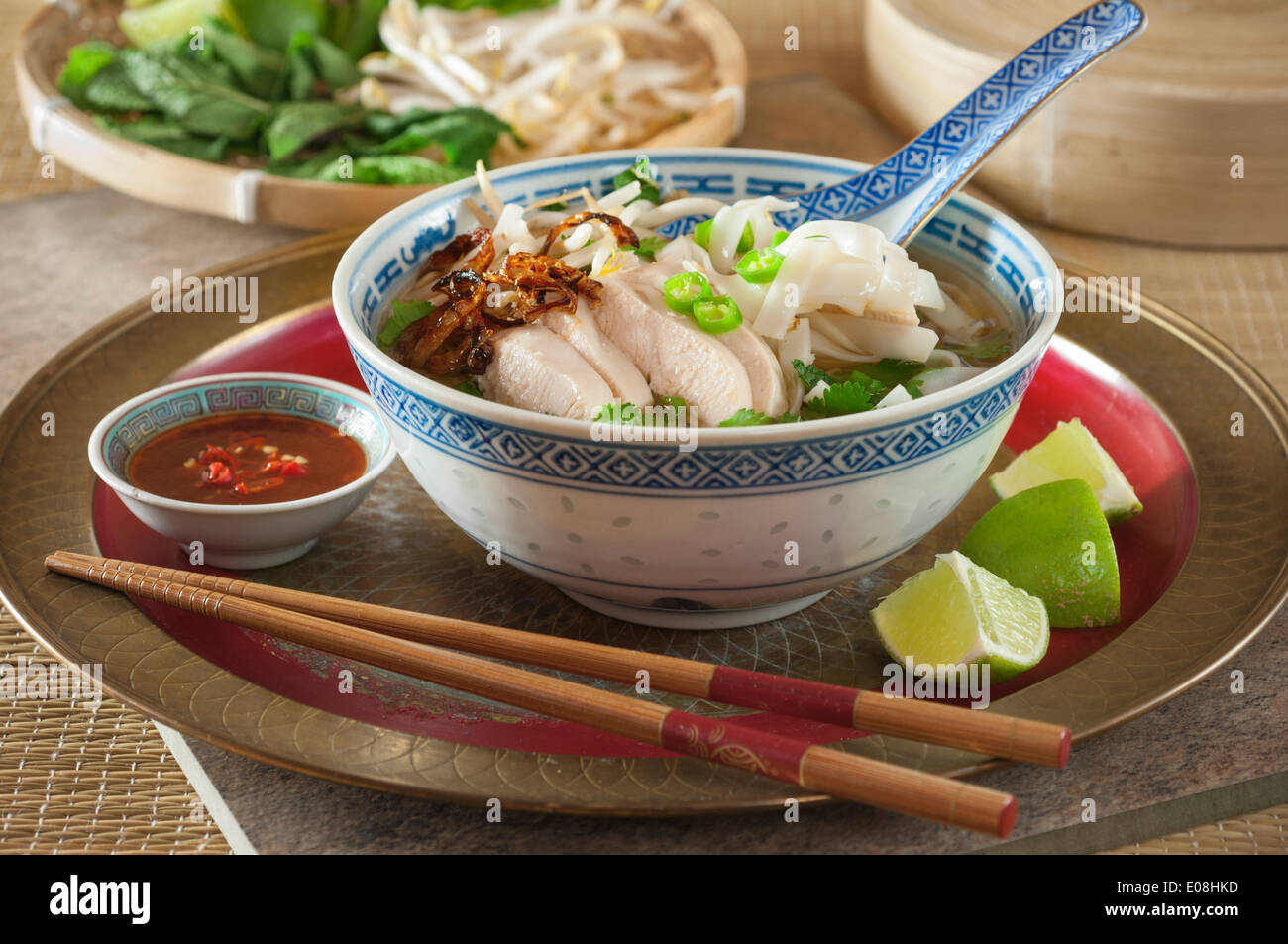 Pho Ga. Zuppa di noodle al pollo Vietnam cibo Foto Stock