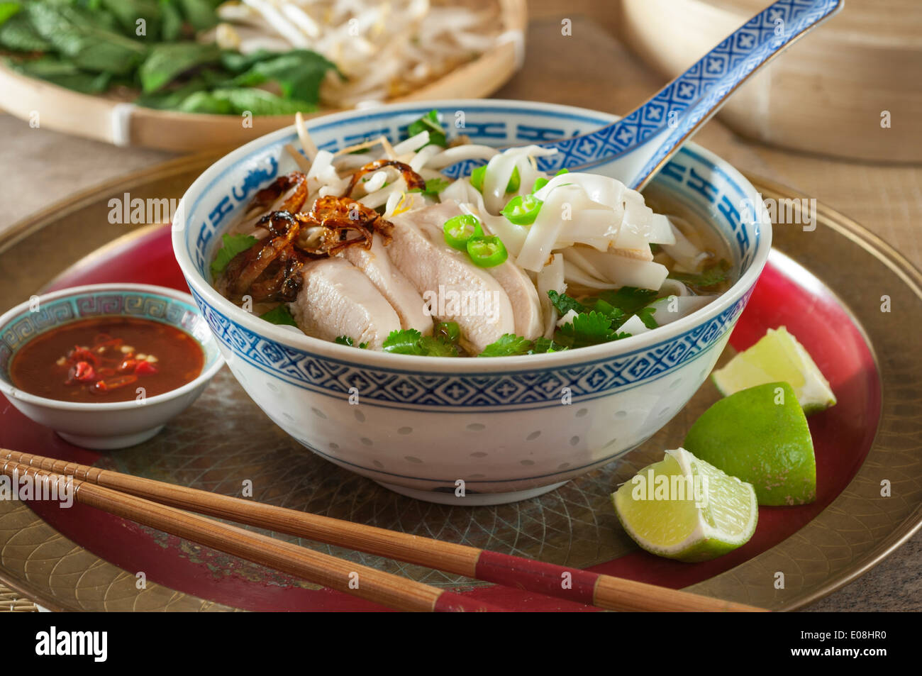 Pho Ga. Zuppa di noodle al pollo Vietnam cibo Foto Stock