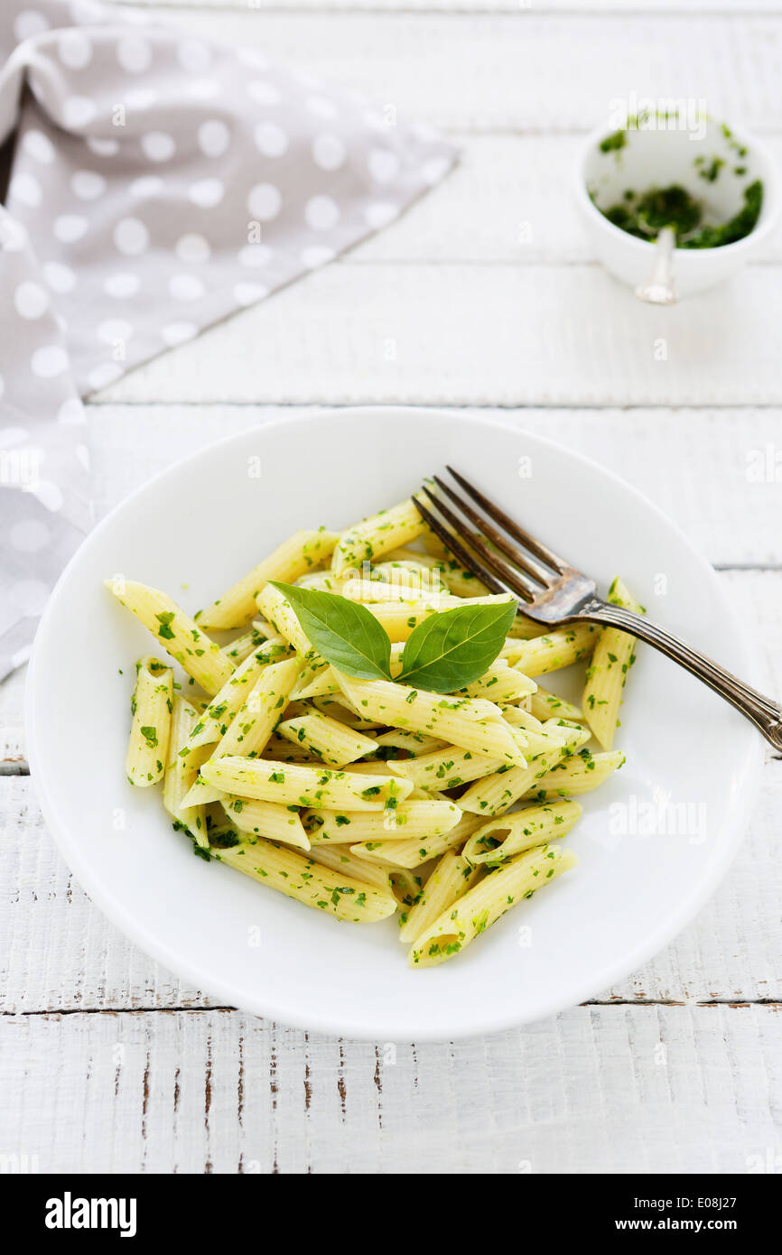 Classica pasta penne, cibo closeup Foto Stock