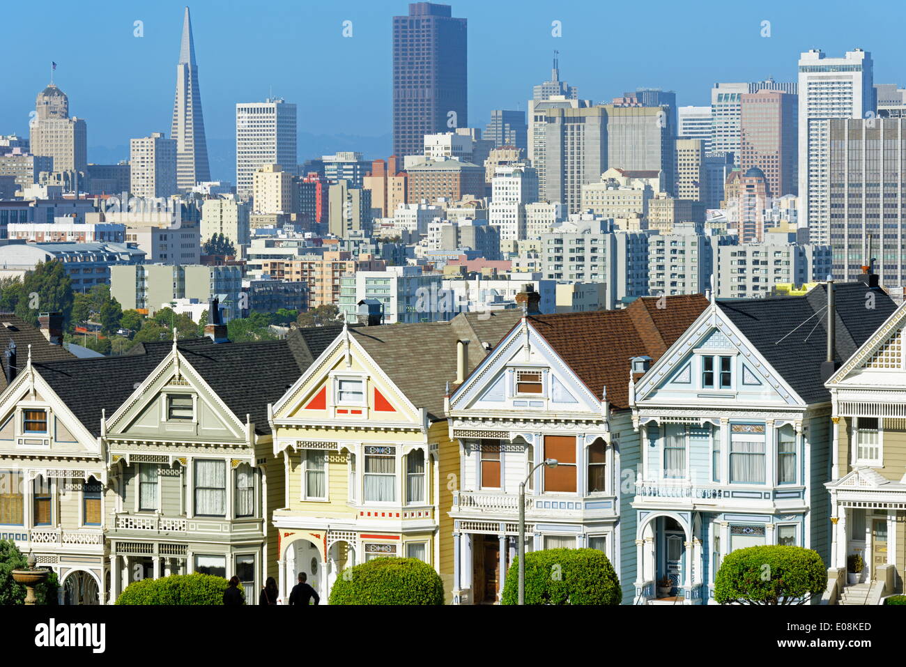 Il Painted Ladies, Alamo Square, San Francisco, California, Stati Uniti d'America, America del Nord Foto Stock