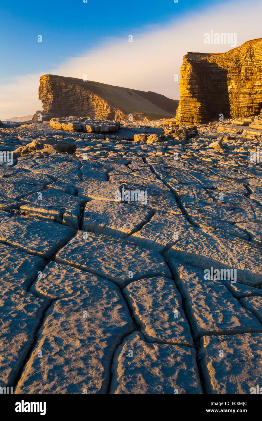 Punto di Nash, Glamorgan Heritage Coast, Wales, Regno Unito, Europa Foto Stock