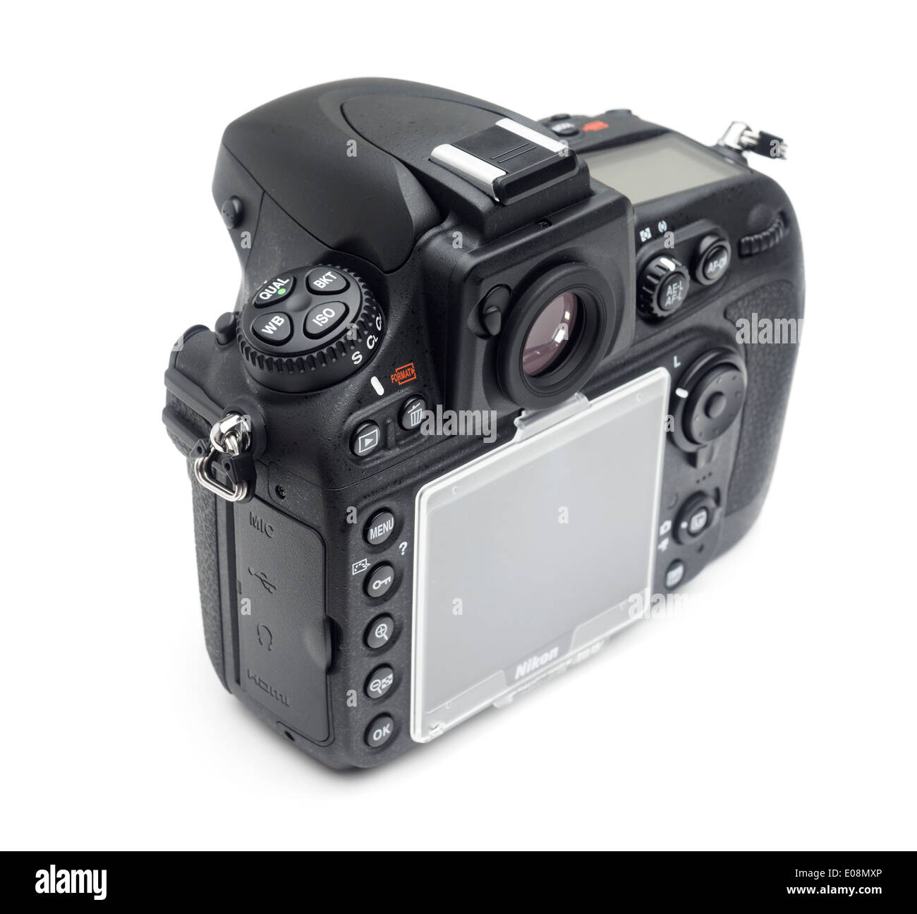 Nikon D800 fotocamera digitale intaglio su sfondo bianco Foto Stock