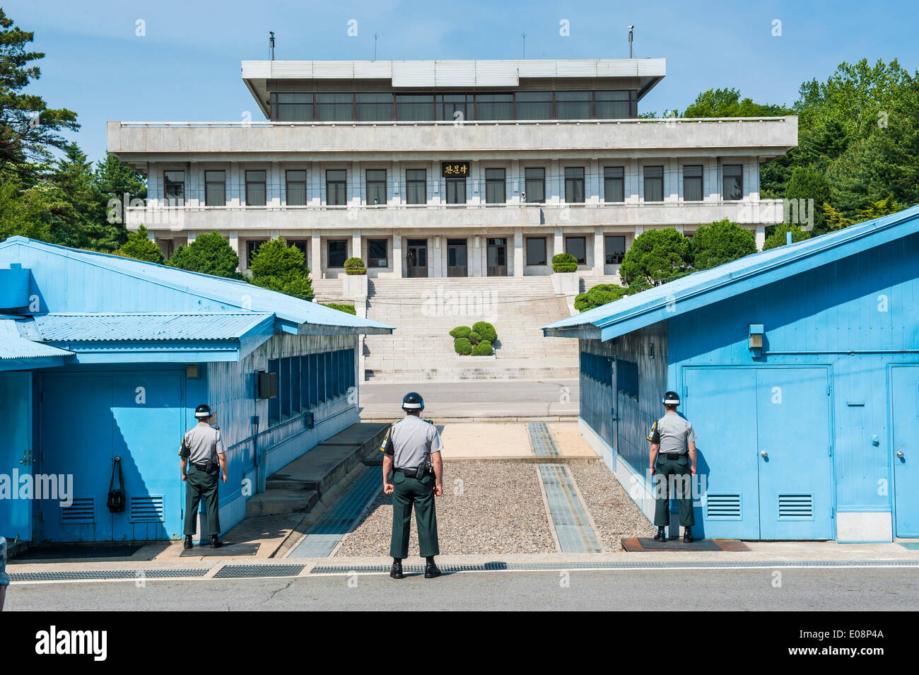 La protezione alta confine tra Corea del Nord e Corea del Sud, di Panmunjom, Corea del Sud, Asia Foto Stock