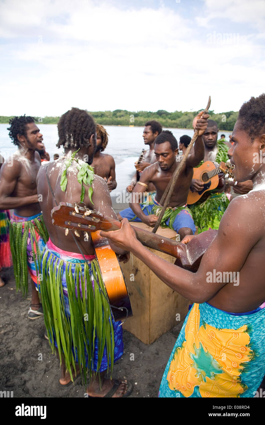 Musica locale in corrispondenza di Tanna, Vanuatu, Sud Pacifico Foto Stock