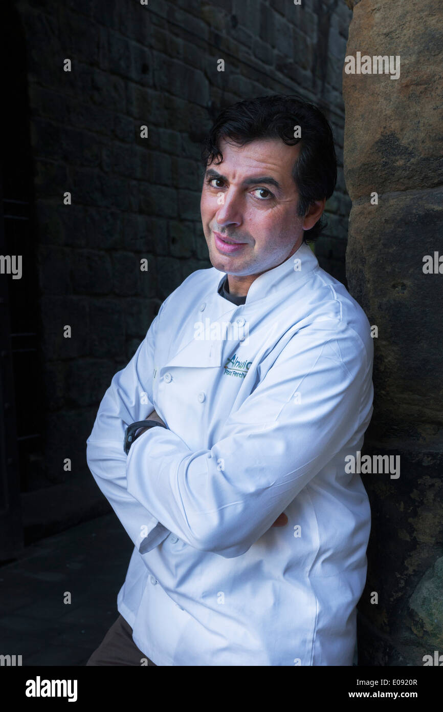 Jean-Christophe Novelli, chef e scuola di cucina titolare, ad Alnwick food fair, Northumberland, Settembre 2013 Foto Stock