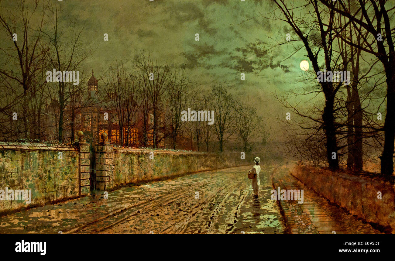 A Moonlit sera 1880 John Atkinson Grimshaw 1836 -1893 Regno Unito Inghilterra Inglese Britannico Gran Bretagna Foto Stock