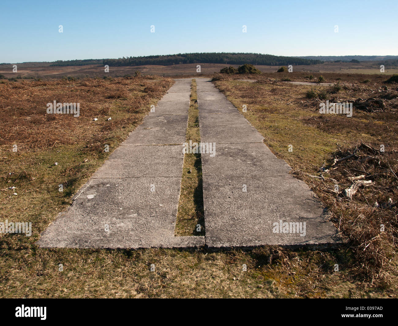 La freccia direzionale a Ashley a piedi New Forest National Park Hampshire Inghilterra UK usata come una gamma di bombardamenti durante la Seconda Guerra Mondiale Foto Stock