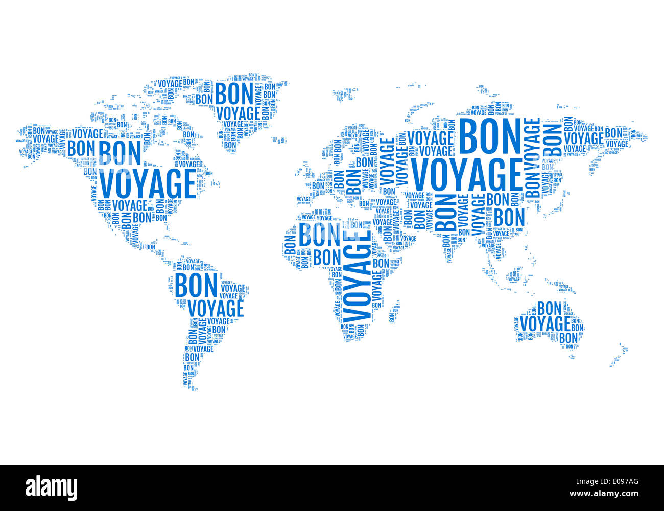 Bon voyage, tipografiche parola mappa Foto Stock