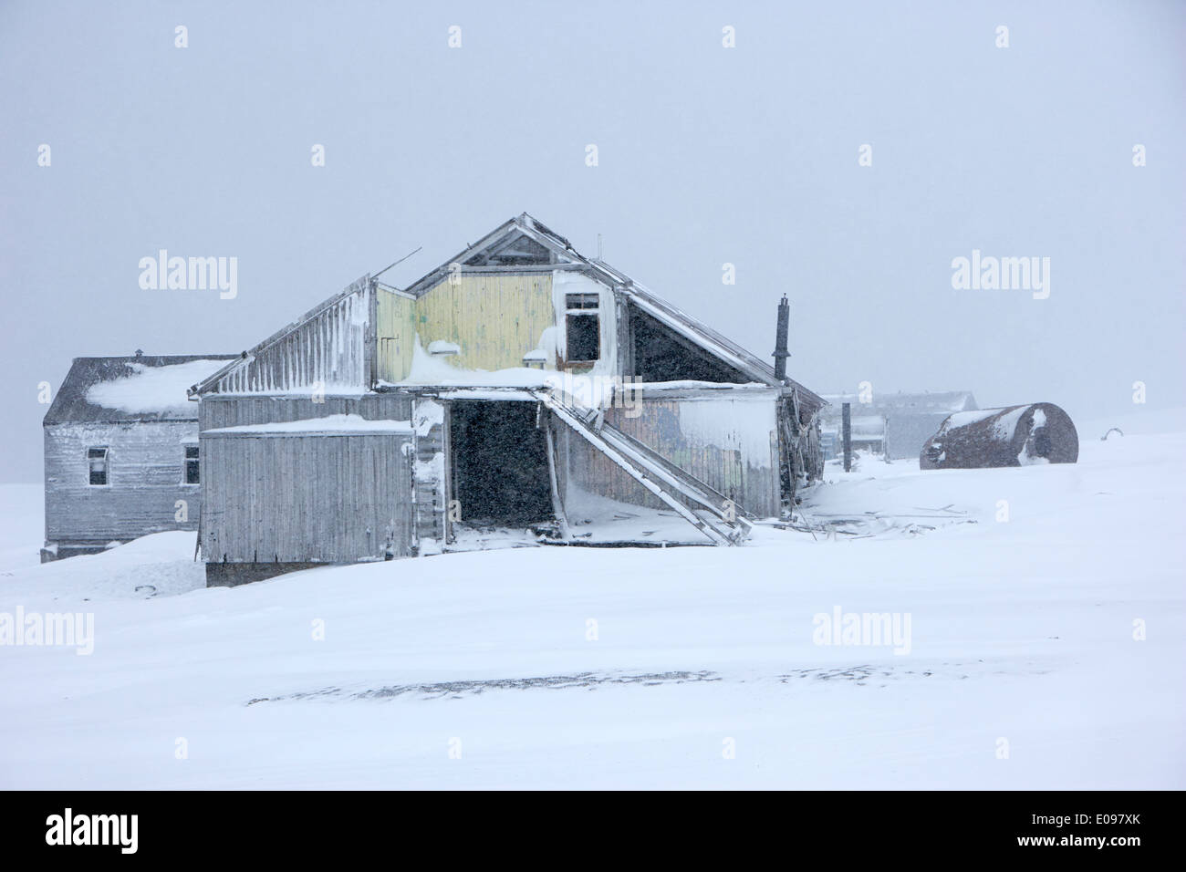 Esterno della casa biscoe ex norwegian aktieselskabet hektor stazione baleniera whalers bay isola Deception Antartide Foto Stock