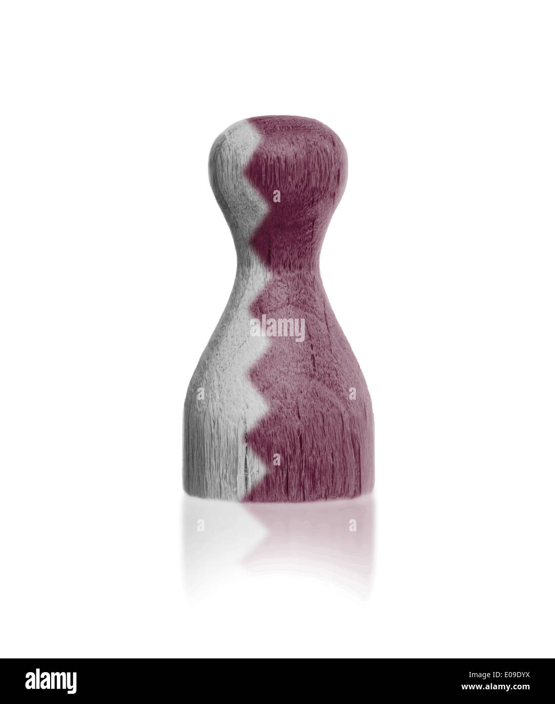 Pedina di legno con un dipinto di una bandiera Qatar Foto Stock