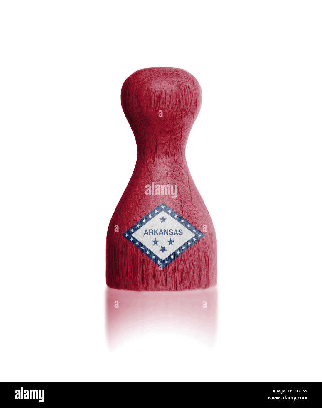 Pedina di legno con un dipinto di un flag Arkansas Foto Stock