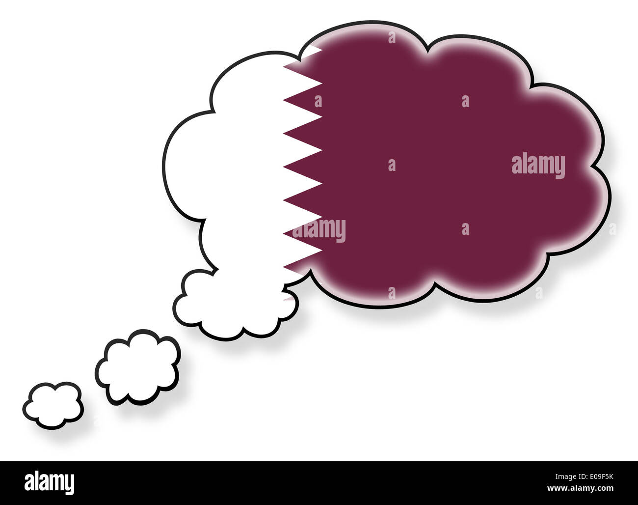 Bandiera nella nuvola isolati su sfondo bianco bandiera del Qatar Foto Stock