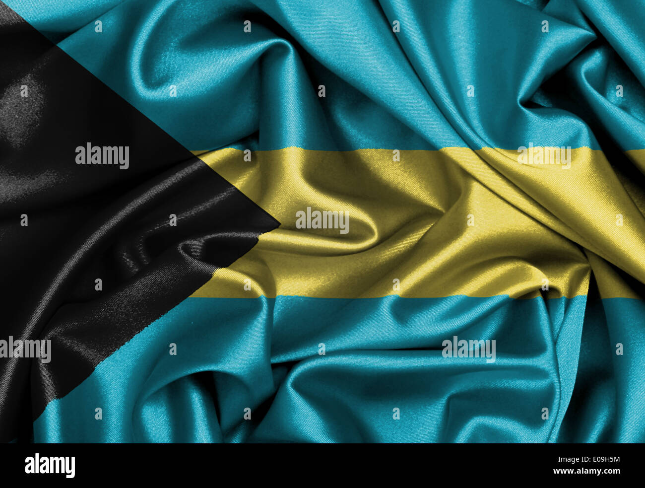Bandiera di raso tridimensionali di eseguire il rendering di bandiera delle Bahamas Foto Stock