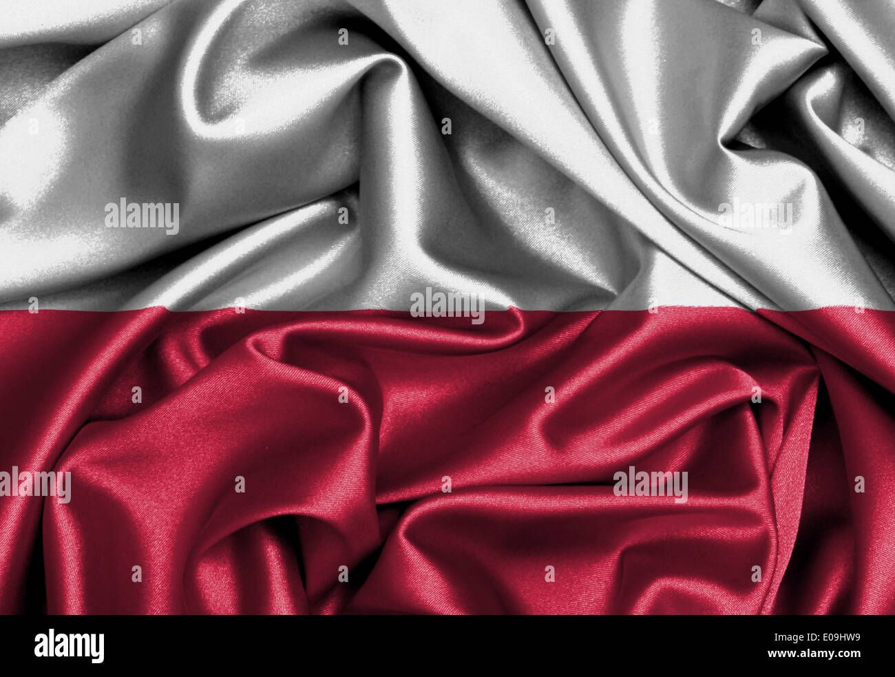 Bandiera di raso tridimensionali di eseguire il rendering di bandiera della Polonia Foto Stock