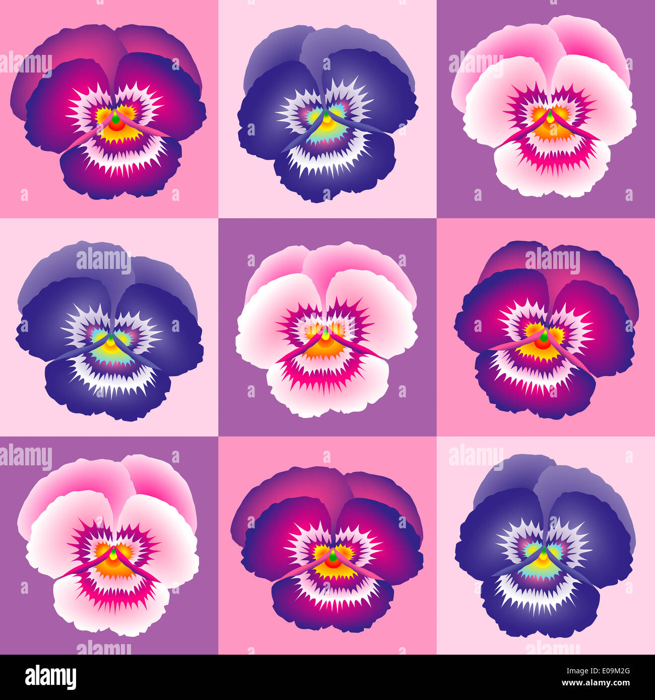 Viola pansy - Carte da parati - seamless sfondo può essere creato. Foto Stock