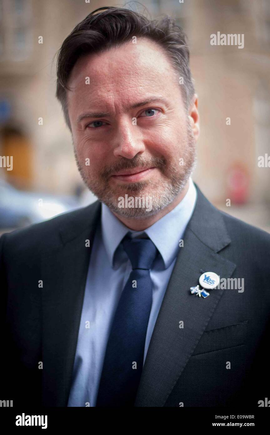 Edimburgo, Scozia, Regno Unito. 07 Maggio, 2014. SNP candidato per le prossime elezioni europee, Alyn Smith, mercoledì 7 maggio, 2014. s Credito: Wullie marr/Alamy Live News Foto Stock