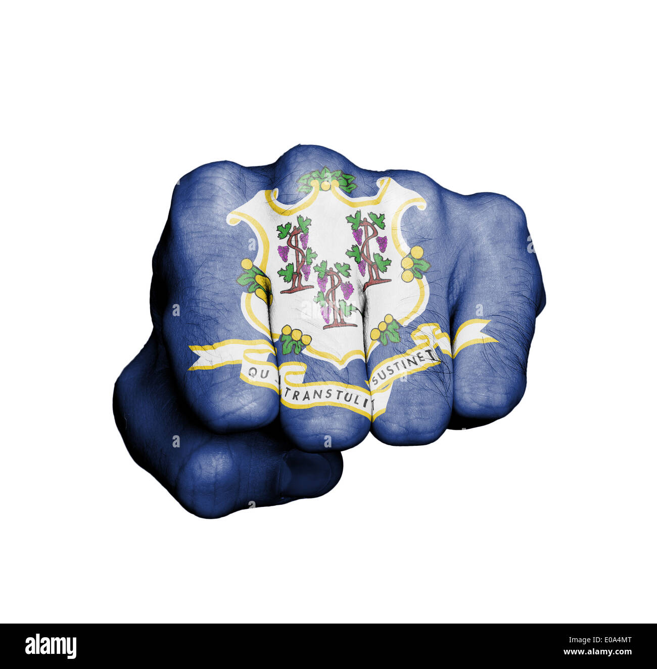 Stati Uniti pugno con la bandiera di uno Stato Connecticut Foto Stock