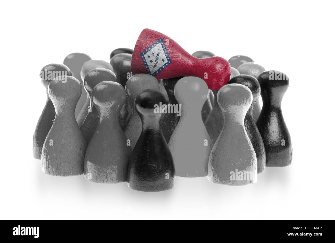 Un unica pedina sulla parte superiore delle pedine comune bandiera di Arkansas Foto Stock