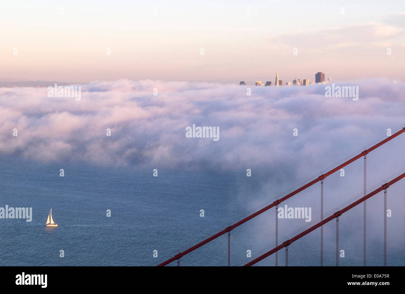 Golden Gate Bridge, vista da Promontori Marin, San Francisco Marin County, California, Stati Uniti d'America Foto Stock