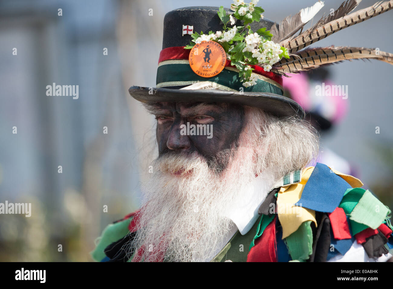 Morris uomo al giorno di maggio la festa a Whitstable Kent Foto Stock