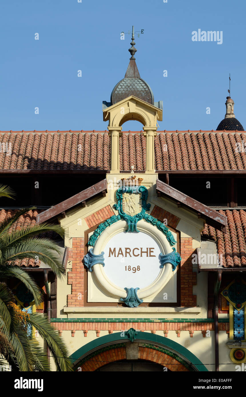 Belle Epoch era mercato coperto (1898) progettato da Adrien Rey Menton Alpes-Maritimes Francia Foto Stock