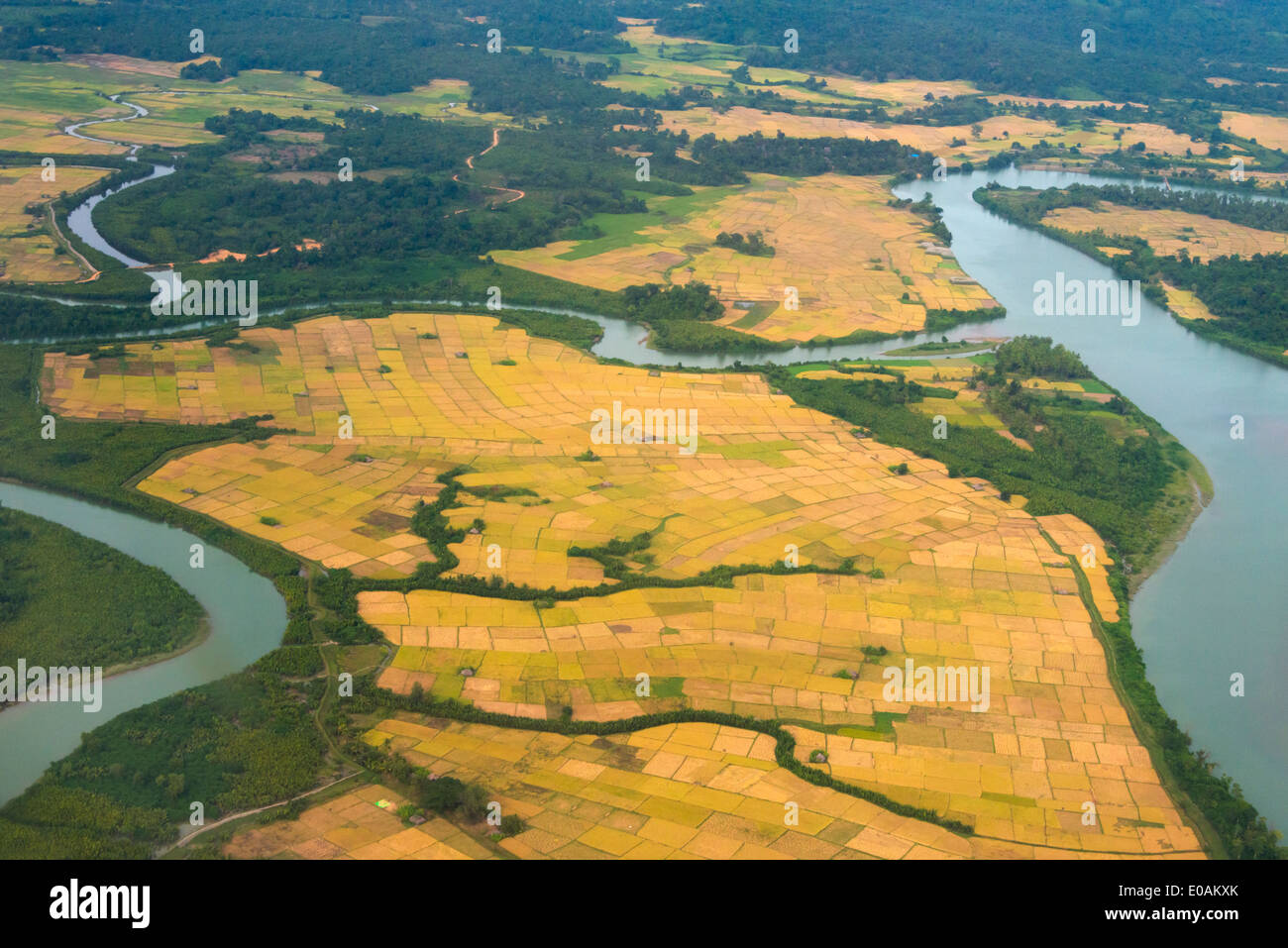 Farmland sulla costa, la baia del Bengala, Myanmar Foto Stock