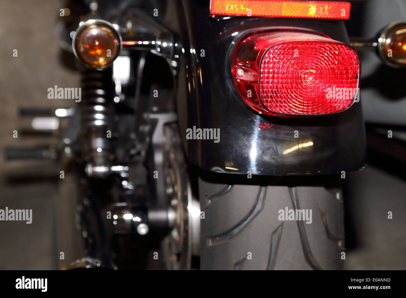 Luci di coda su una motocicletta Foto Stock