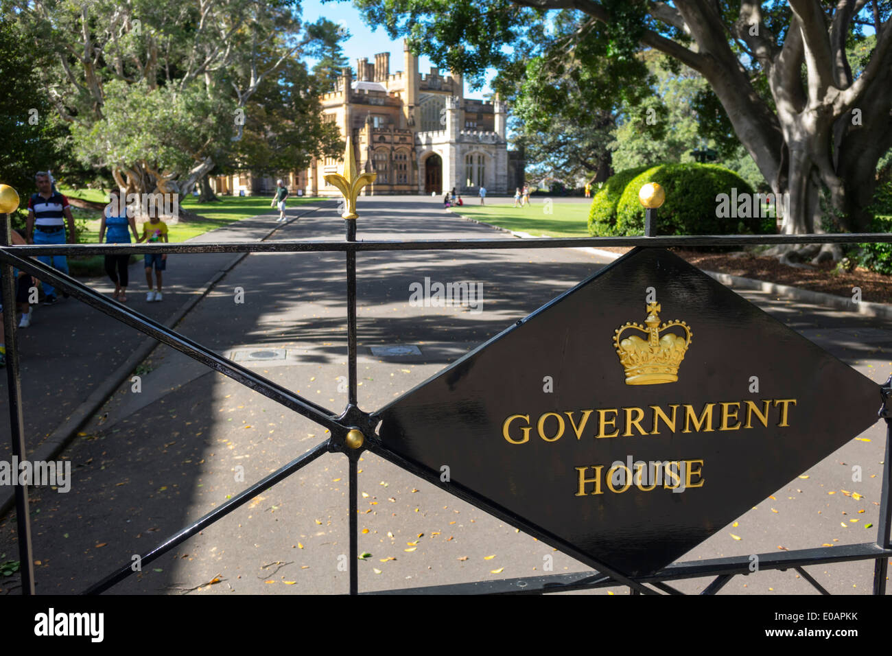 Sydney Australia, Royal Botanic Gardens, Government House, Gothic Revival Style, Victorian Architecture, gate, ingresso, AU140309124 Foto Stock