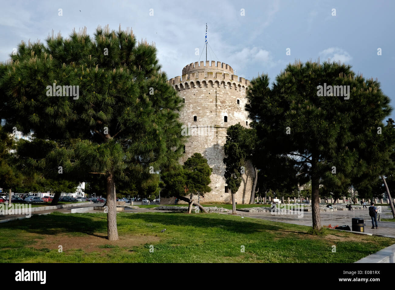 Torre Bianca (Lefkos Pirgos), il punto di riferimento del nord della città greca di Salonicco Foto Stock