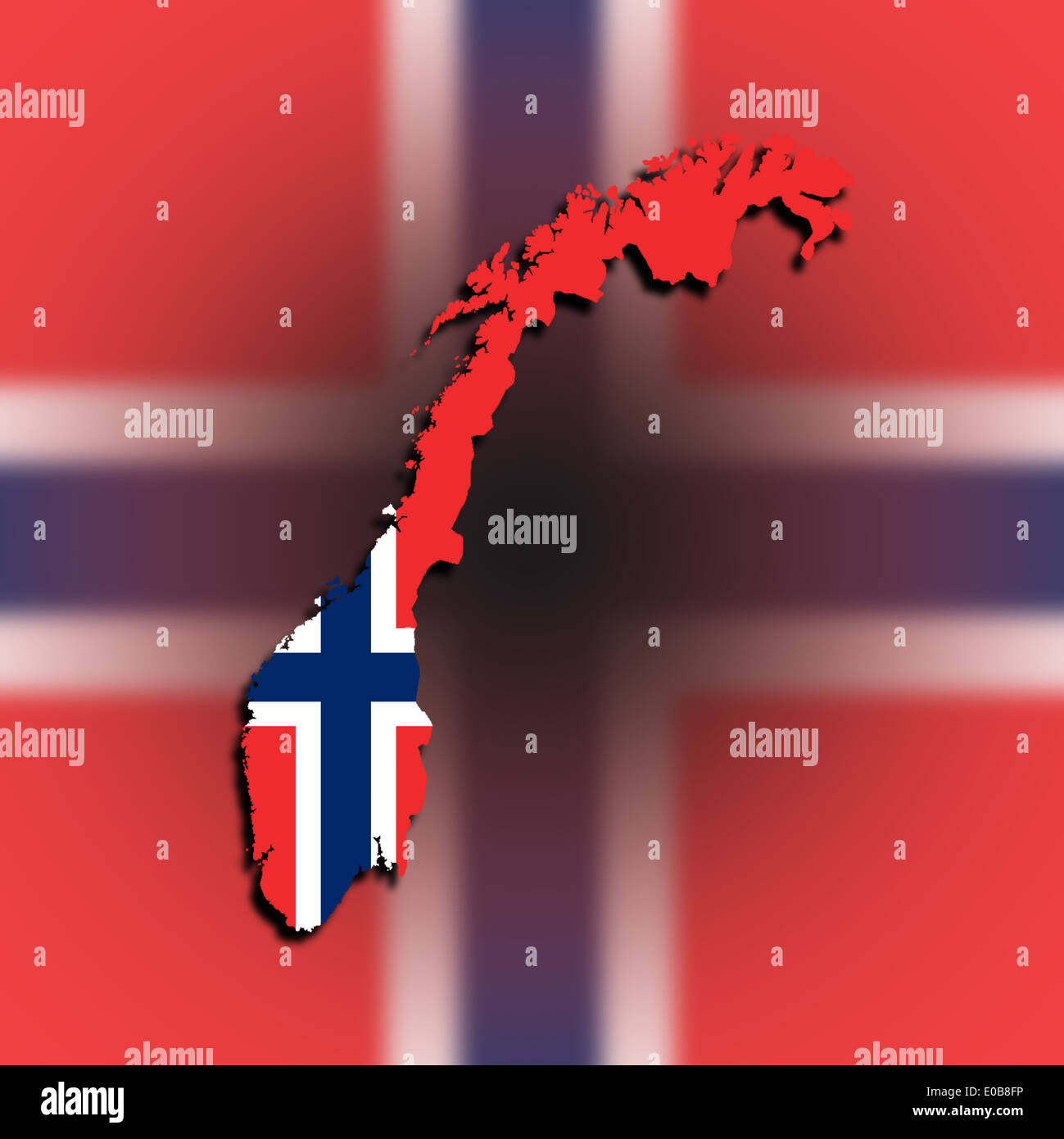 Norvegia mappa con il flag interno isolato Foto Stock