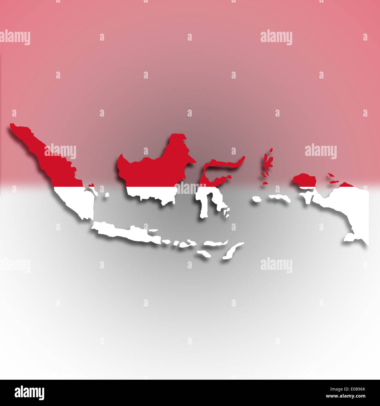 Mappa di Indonesia riempito con bandiera isolato Foto Stock