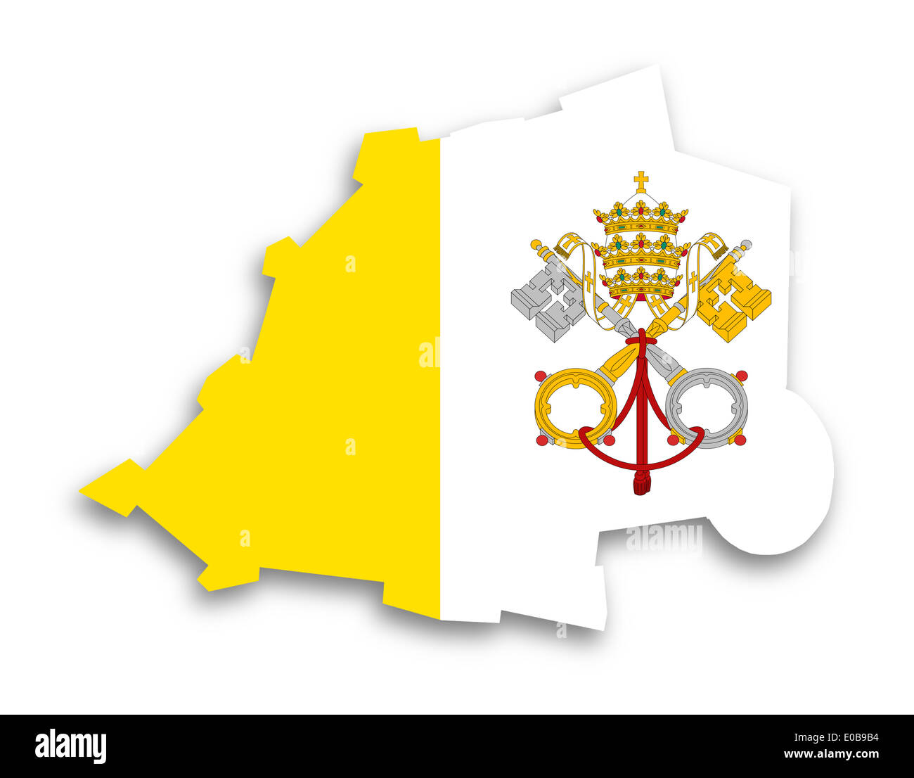 Mappa di Città del Vaticano riempito con bandiera isolato Foto Stock