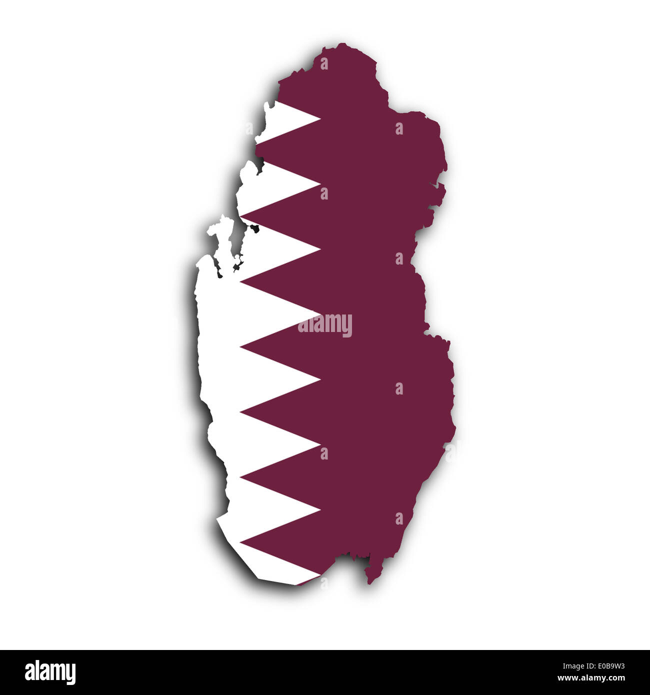 Mappa di Qatar riempito con la bandiera nazionale Foto Stock