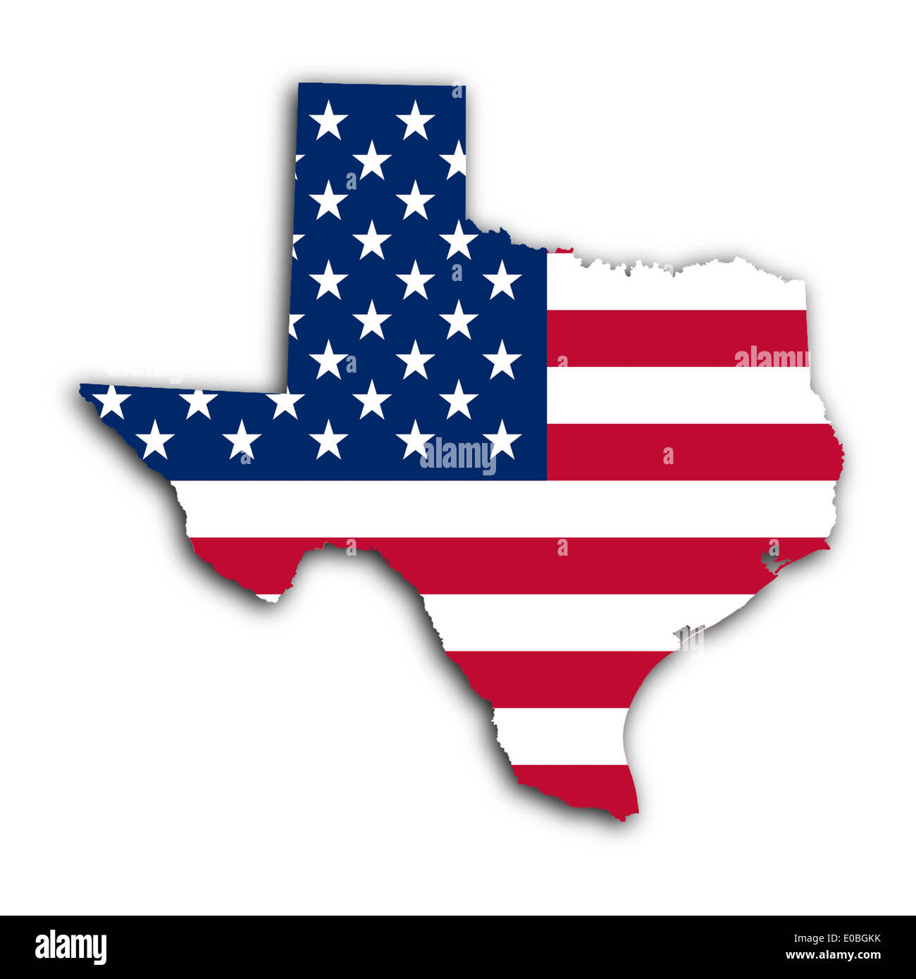 Mappa di Texas riempito con la bandiera nazionale Foto Stock