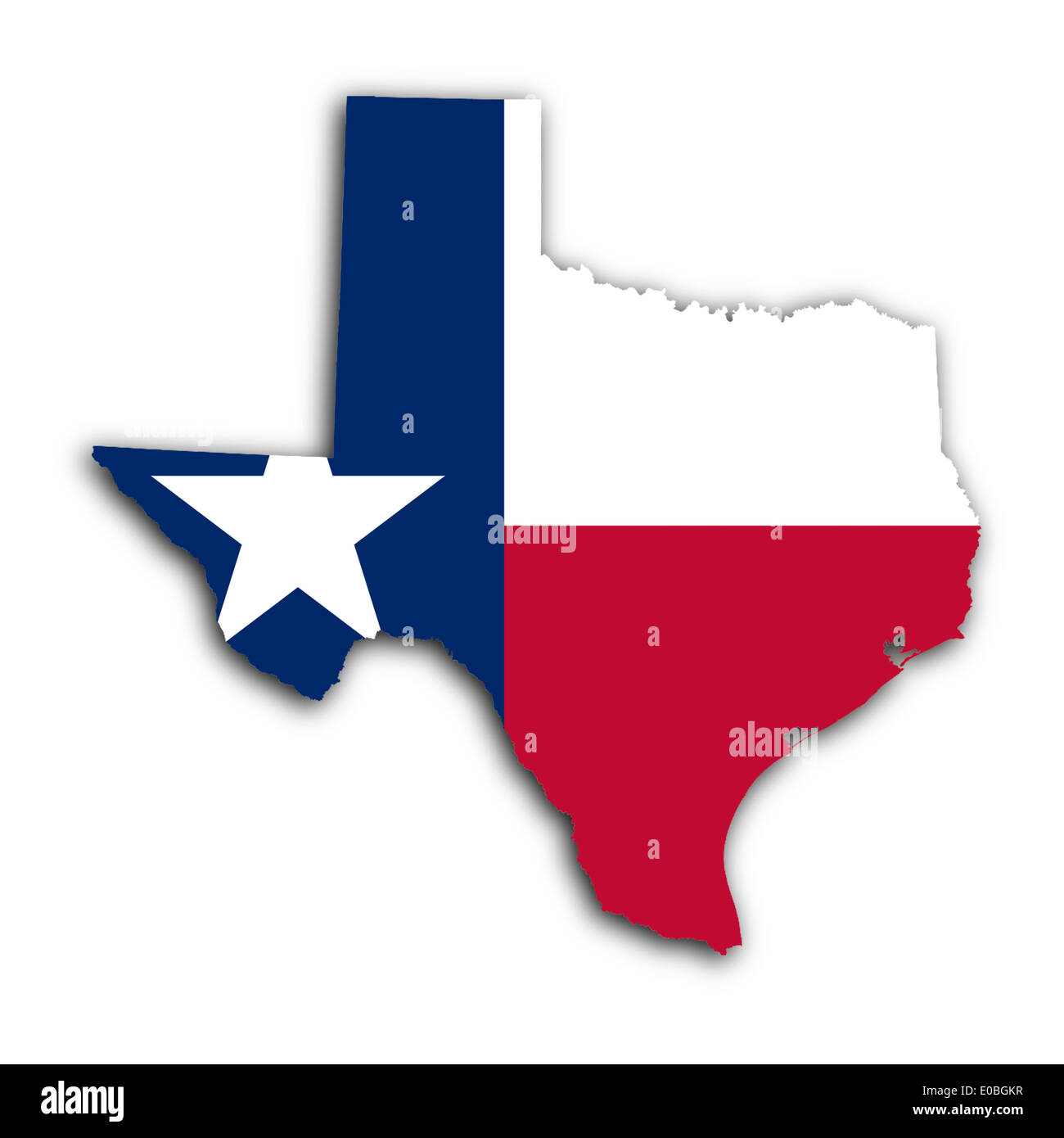 Mappa di Texas riempito con il flag di stato Foto Stock