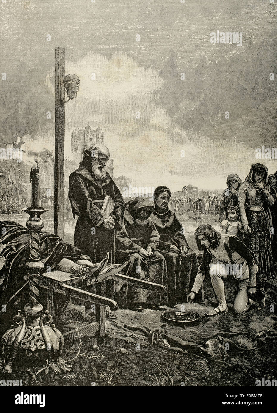 Alvaro de Luna (1390-1453). Connestabile di Castiglia. Alms per l anima del Conestabile Don Alvaro de Luna. Incisione. Foto Stock