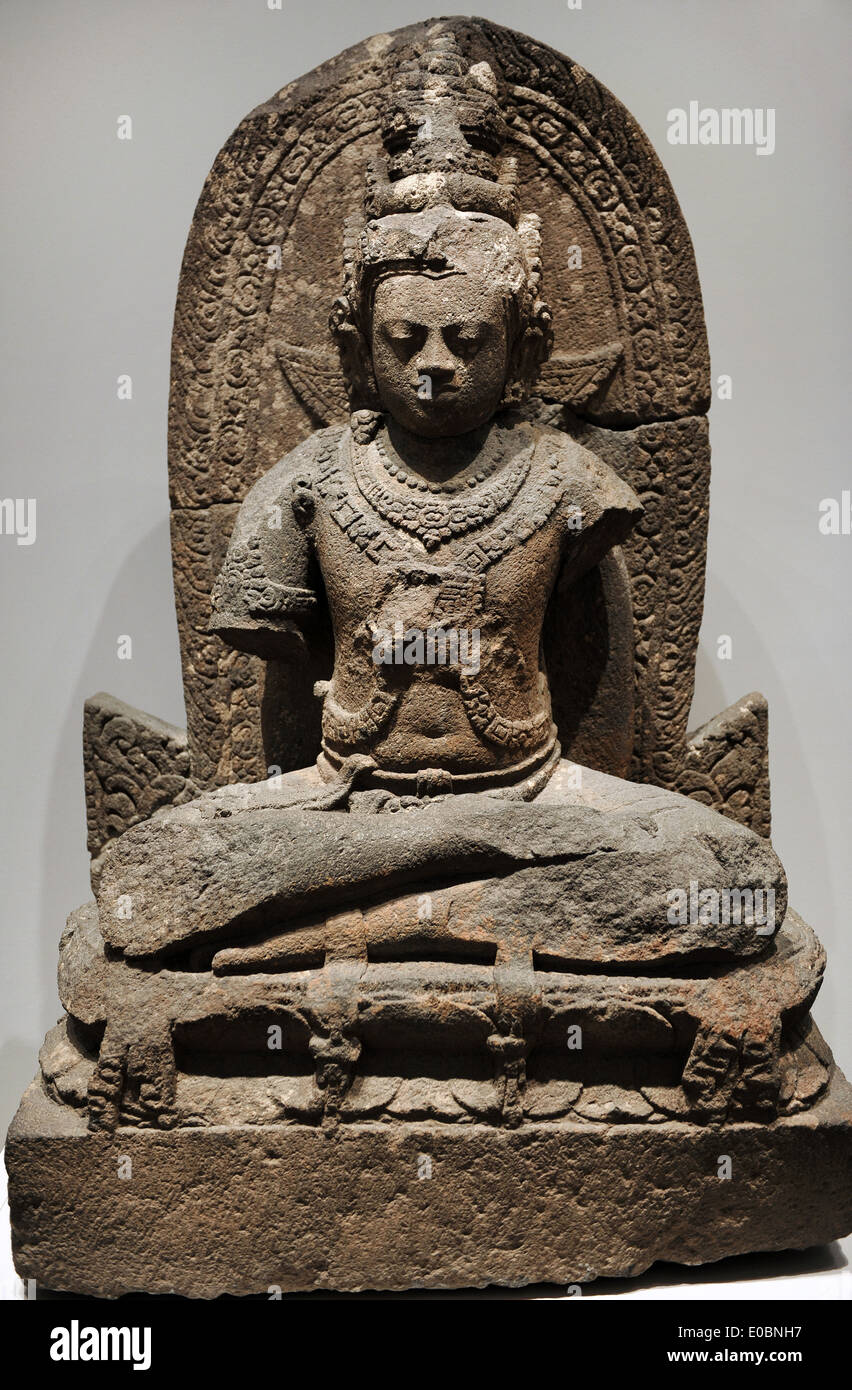 Il bodhisattva Manjushri, IX secolo. L'andesite. Indonesia, Java Centrale. Rijksmuseum. Amsterdam. Holland. Foto Stock