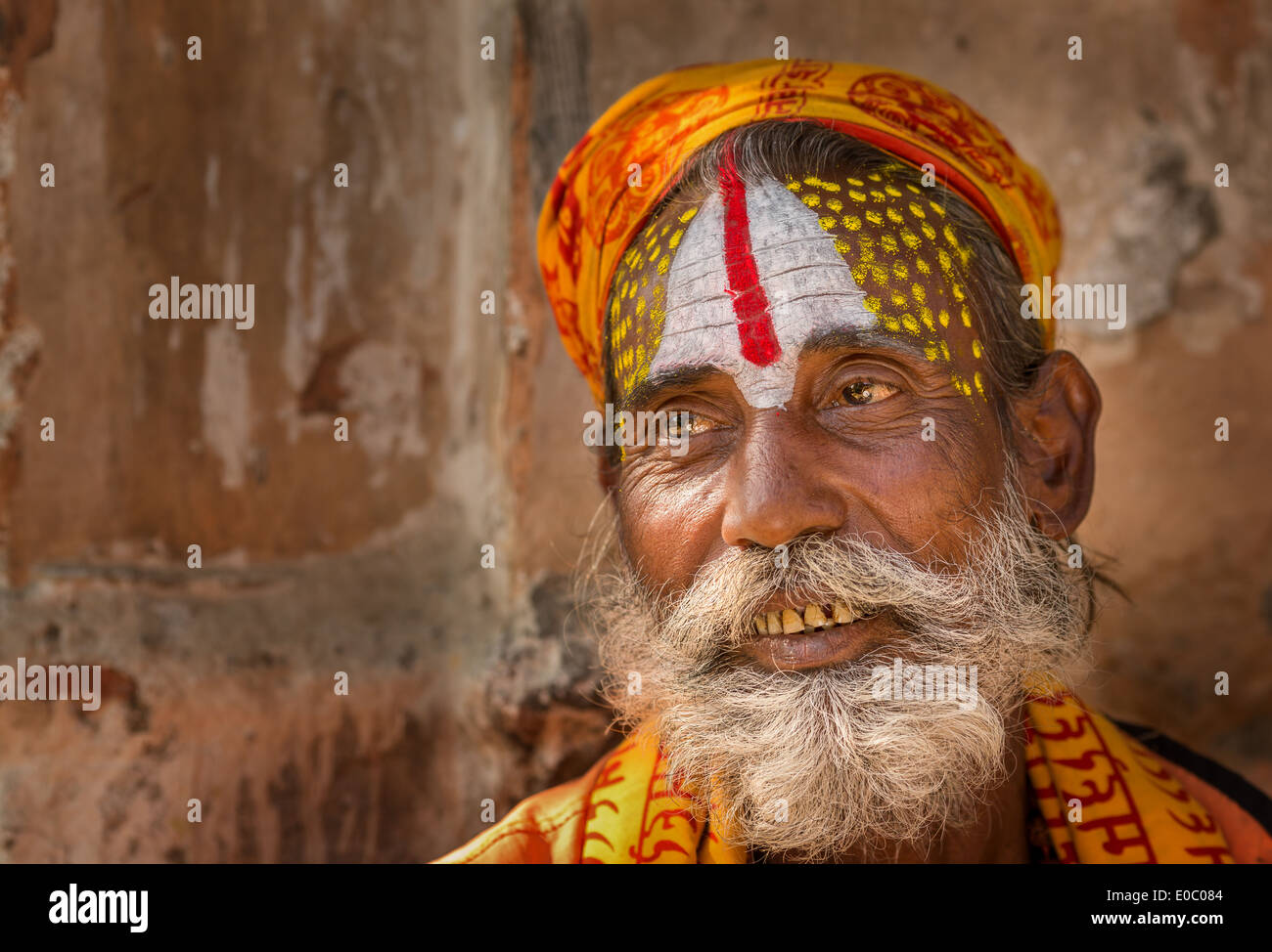 Ritratto di un Sadhu, santo uomo, tempio di Pashupatinath, Kathmandu, Nepal Foto Stock