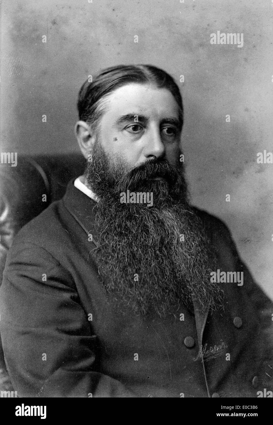 Un ritratto di Sir Julius Vogel, un importante politico e uomo d'affari neozelandese, scattato negli anni '1870 Vogel giocò un ruolo significativo nello sviluppo delle infrastrutture neozelandesi durante il XIX secolo. Foto Stock