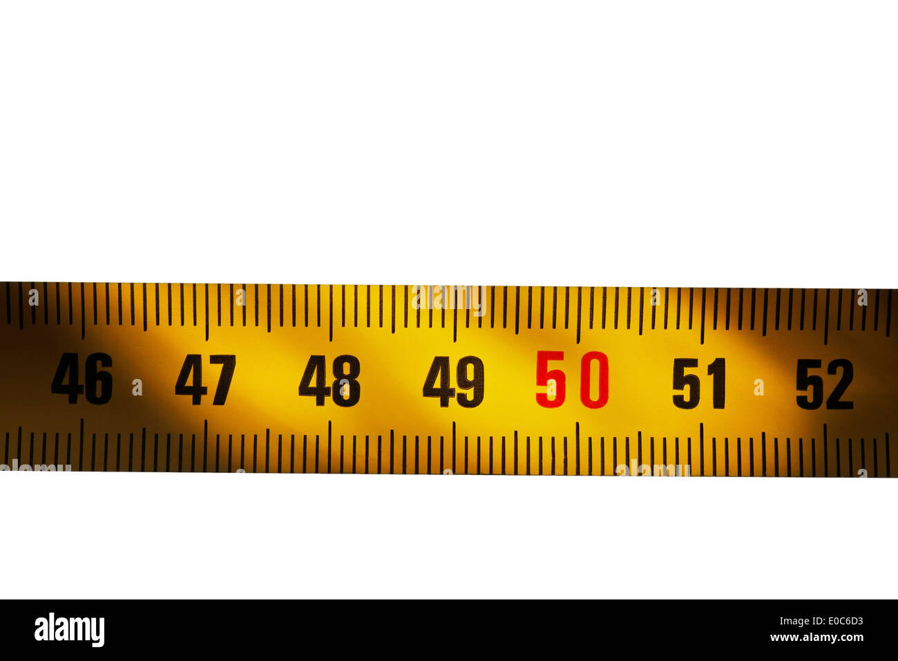 Dimensione La dimensione del nastro nastro di misurazione centimetri misurare la misura di nastro di unità di misura di nastro di misurazione Metri di esattezza esattamente millime Foto Stock