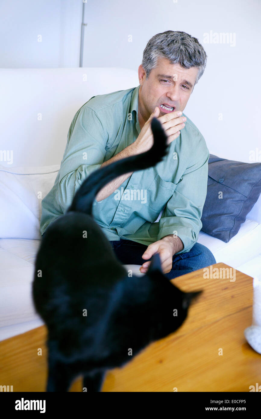 Allergia, uomo Foto Stock