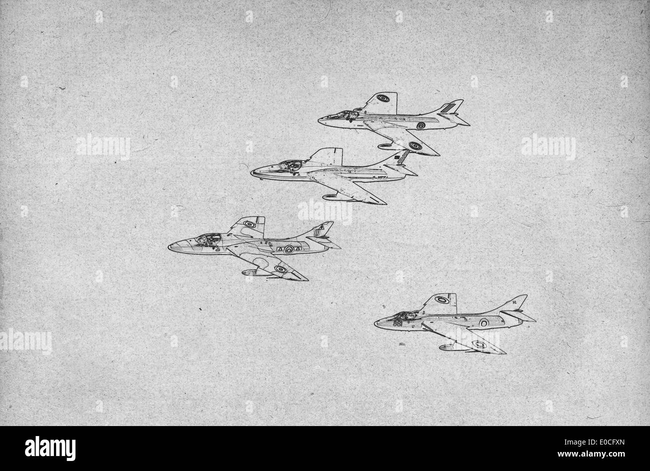 Grungy disegno tecnico o il progetto immagine su sfondo nero jet da combattimento Foto Stock