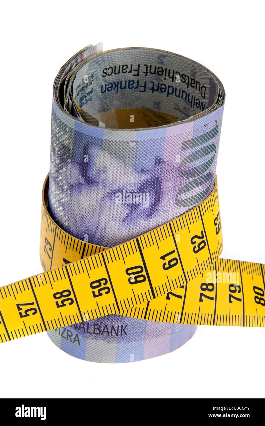 Un'immagine simbolica con Svizzera Franconia e nastro di dimensione Foto Stock