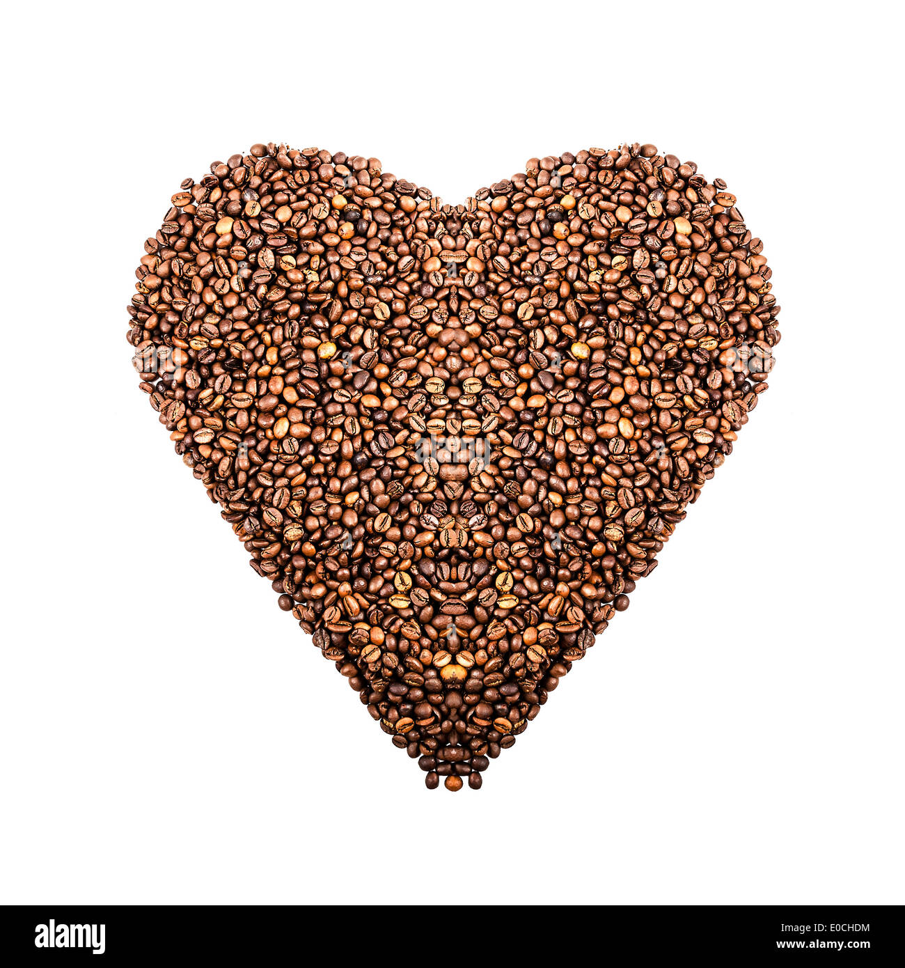 Caffè marrone texture di sfondo a forma di cuore Foto Stock